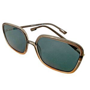 Renato 80's Oversized Square Sunglasses Two Tone Brown Frame Dark Tinted Lenses